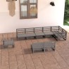 9-tlg. Garten-Lounge-Set Grau Kiefer Massivholz