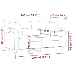 2-Sitzer-Sofa mit Zierkissen Schwarz 140 cm Kunstleder