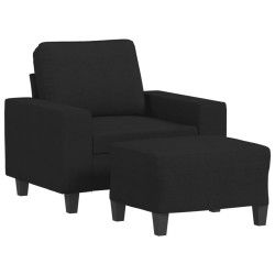 Sessel mit Hocker Schwarz 60 cm Stoff