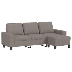 3-Sitzer-Sofa mit Hocker Taupe 180 cm Stoff