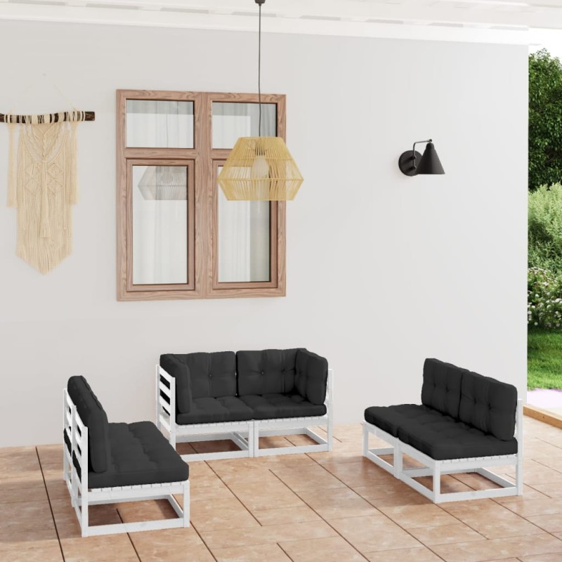 6-tlg. Garten-Lounge-Set mit Kissen Kiefer Massivholz