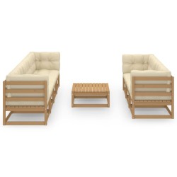 8-tlg. Garten-Lounge-Set mit Kissen Kiefer Massivholz