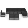 10-tlg. Garten-Lounge-Set mit Kissen Schwarz Massivholz Kiefer