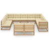 13-tlg. Garten-Lounge-Set mit Kissen Honigbraun Massivholz