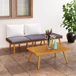 4-tlg. Garten-Lounge-Set mit Kissen Massivholz Akazie