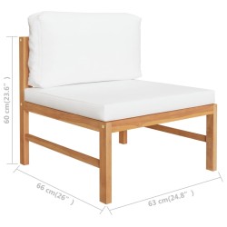 6-tlg. Garten-Lounge-Set mit Creme Kissen Massivholz Teak