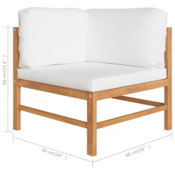 6-tlg. Garten-Lounge-Set mit Creme Kissen Massivholz Teak