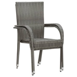 Gartenstühle Stapelbar 2 Stk. Grau Poly Rattan