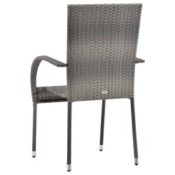 Gartenstühle Stapelbar 2 Stk. Grau Poly Rattan