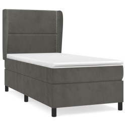 Boxspringbett mit Matratze Dunkelgrau 90x190 cm Samt