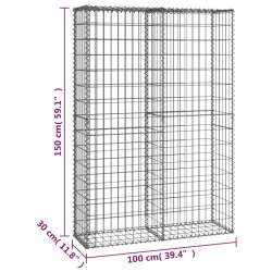 Steinkorb Gabione mit Deckeln Verzinkter Draht 150×100×30 cm