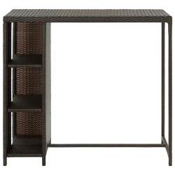 Bartisch mit Regal Braun 120x60x110 cm Poly Rattan