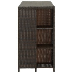 Bartisch mit Regal Braun 120x60x110 cm Poly Rattan