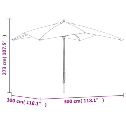 Sonnenschirm mit Holzmast Anthrazit 300x300x273 cm