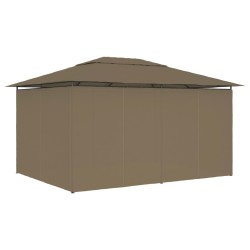 Gartenzelt mit Vorhängen 4x3 m Taupe 180 g/m²