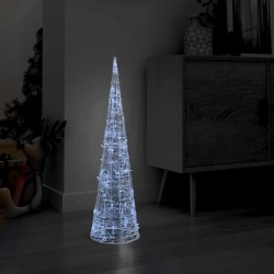 LED-Kegel Acryl Weihnachtsdeko Pyramide Kaltweiß 90 cm