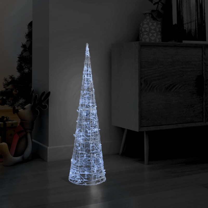 LED-Kegel Acryl Weihnachtsdeko Pyramide Kaltweiß 90 cm