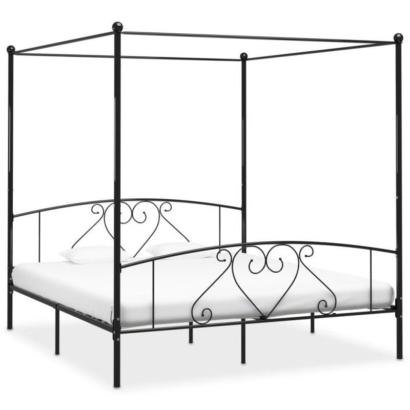 Himmelbett-Gestell Schwarz Metall 180 x 200 cm