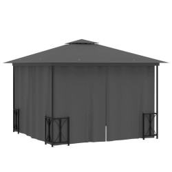 Pavillon mit Seitenwänden & Doppeldach 3x3 m Anthrazit