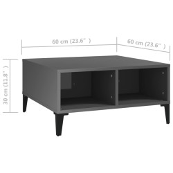 Couchtisch Hochglanz-Grau 60x60x30 cm Holzwerkstoff