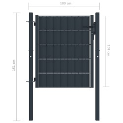 Zauntor PVC und Stahl 100x101 cm Anthrazit