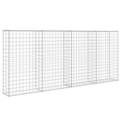 Gabionenwand mit Abdeckung Verzinkter Stahl 200×20×85 cm