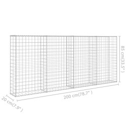 Gabionenwand mit Abdeckung Verzinkter Stahl 200×20×85 cm