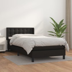 Boxspringbett mit Matratze Schwarz 90x190 cm Kunstleder