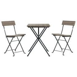 3-tlg. Bistro-Set Klappbar Grau Poly Rattan