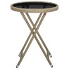 Beistelltisch Beige 60 cm Poly Rattan und Hartglas