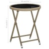 Beistelltisch Beige 60 cm Poly Rattan und Hartglas