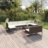 10-tlg. Garten-Lounge-Set mit Auflagen Poly Rattan Braun