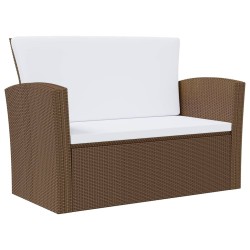 8-tlg. Garten-Lounge-Set mit Kissen Poly Rattan Braun