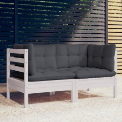 2-Sitzer-Gartensofa mit Anthrazit Kissen Massivholz Kiefer