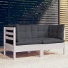 2-Sitzer-Gartensofa mit Anthrazit Kissen Massivholz Kiefer