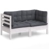 2-Sitzer-Gartensofa mit Anthrazit Kissen Massivholz Kiefer