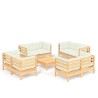 9-tlg. Garten-Lounge-Set mit Creme Kissen Kiefernholz