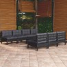 8-tlg. Garten-Lounge-Set mit Anthrazit Kissen Kiefernholz