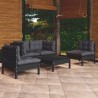 5-tlg. Garten-Lounge-Set mit Kissen Kiefer Massivholz