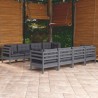 9-tlg. Garten-Lounge-Set mit Kissen Kiefer Massivholz