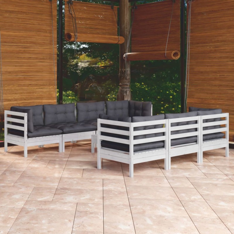 8-tlg. Garten-Lounge-Set mit Kissen Kiefer Massivholz