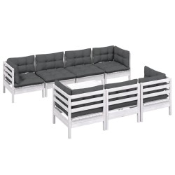 8-tlg. Garten-Lounge-Set mit Kissen Kiefer Massivholz