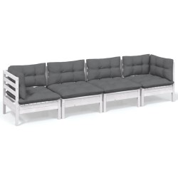 4-tlg. Garten-Lounge-Set mit Kissen Kiefer Massivholz