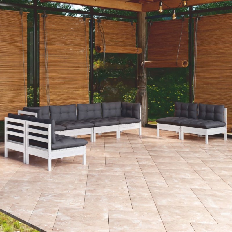 8-tlg. Garten-Lounge-Set mit Kissen Kiefer Massivholz