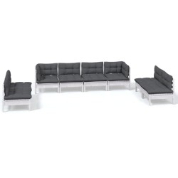 8-tlg. Garten-Lounge-Set mit Kissen Kiefer Massivholz