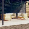 6-tlg. Garten-Lounge-Set mit Creme Kissen Massivholz Kiefer