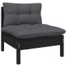 7-tlg. Garten-Lounge-Set mit Kissen Schwarz Kiefer Massivholz