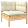 13-tlg. Garten-Lounge-Set mit Creme Kissen Massivholz Kiefer