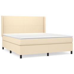 Boxspringbett mit Matratze Creme 160x200 cm Stoff