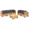 6-tlg. Garten-Lounge-Set mit Kissen Massivholz Teak